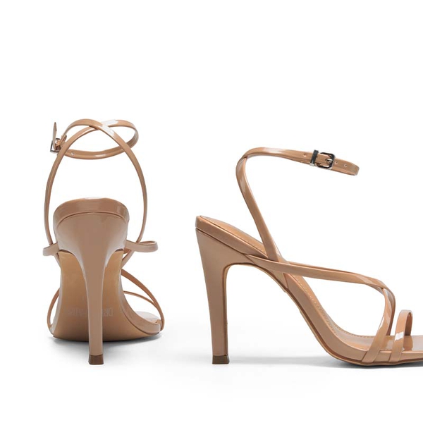 Square-Toe Strappy Stiletto Heel Sandals - NUDE-PAT - 5